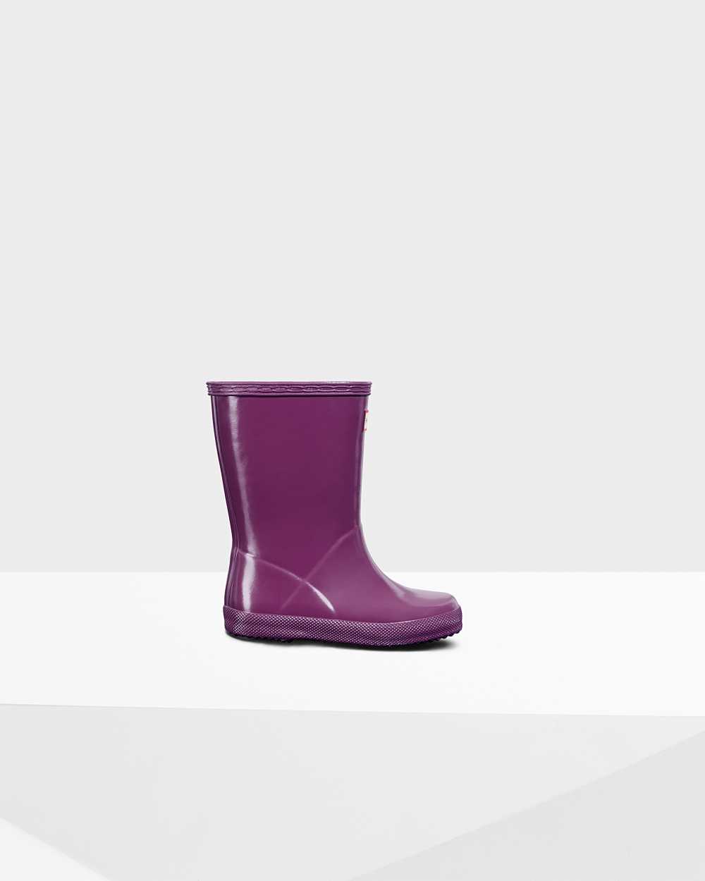 Kids Hunter Original First Classic Gloss Rain Boots Purple | NTIMOE-063